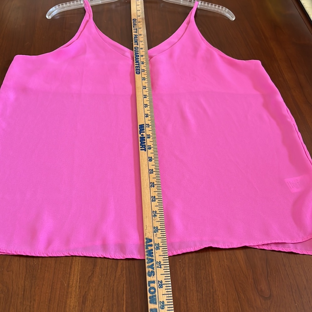 Stella Luce Barbiecore Pink Semi Sheer V Neck Spaghetti Strap Top Size Large - Picture 3 of 7
